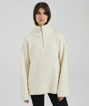 The Mara Zip Jumper Sweaters | Knitwear Friends With Frank Cream Wool Blend XS 