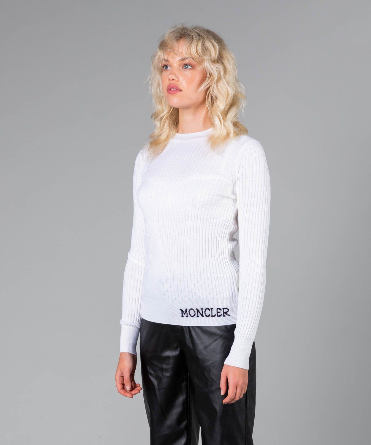 Women's Rib Knit Wool Sweater Mid Layer Moncler 